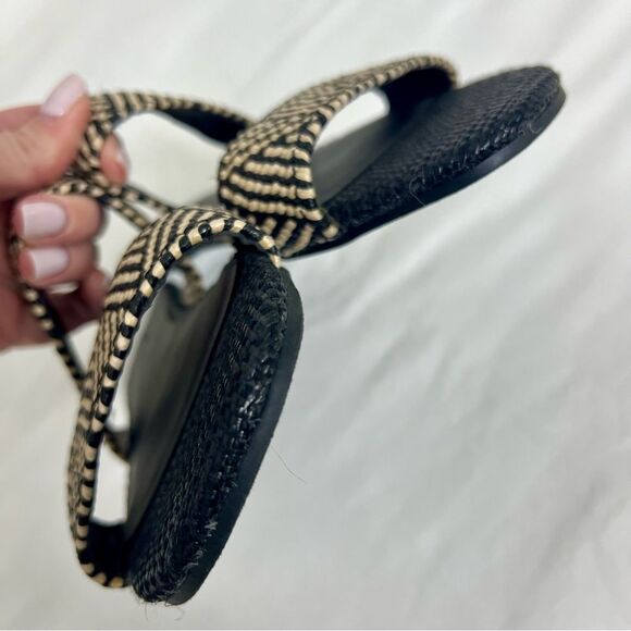 UNIVERSAL THREAD NWOT Woven Slide Sandal Flat Double Strap Black Cream Size 7 - Picture 4 of 10